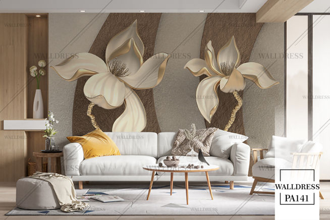 پوستر دیواری گل سه بعدی جلوه ای برجسته