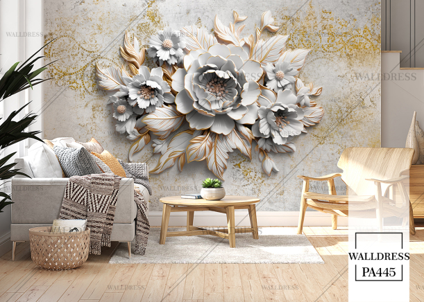 پوستر دیواری گل سه بعدی جلوه ای برجسته