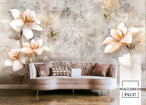 پوستر دیواری گل سه بعدی جلوه ای برجسته