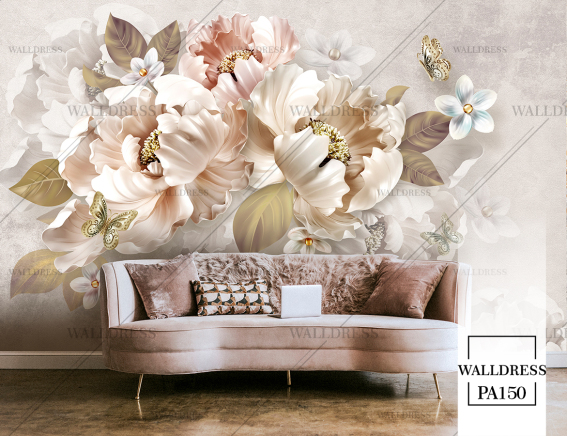 پوستر دیواری گل سه بعدی جلوه ای برجسته