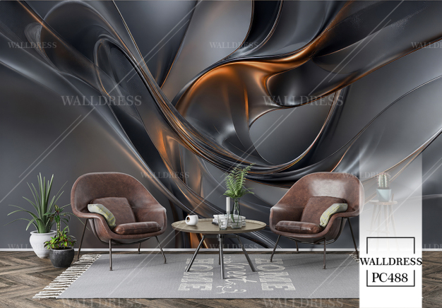 خطوط سه بعدی مشکی و مسی با جلوه برجسته