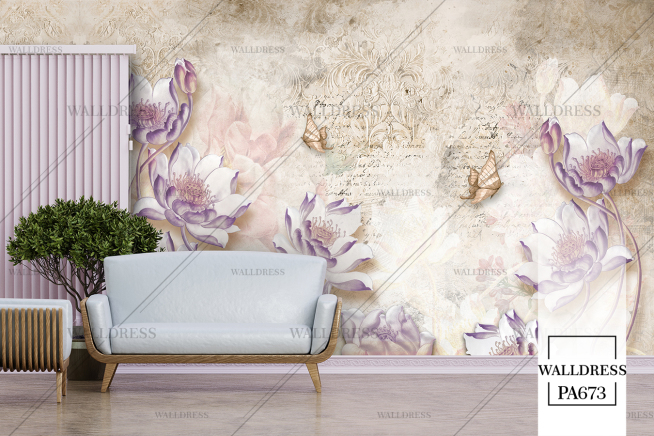 پوستر دیواری گل سه بعدی جلوه ای برجسته