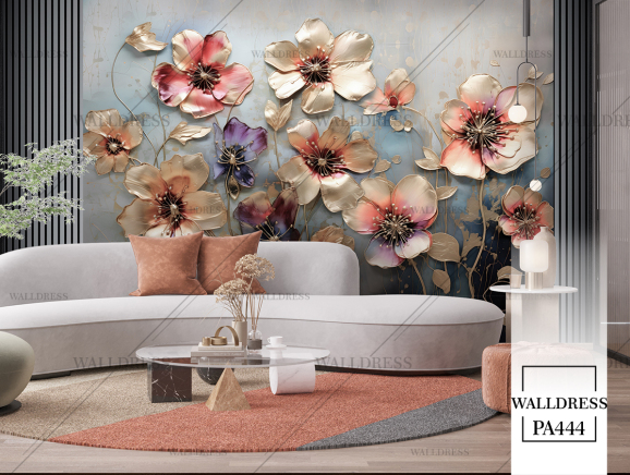 پوستر دیواری گل سه بعدی جلوه ای برجسته