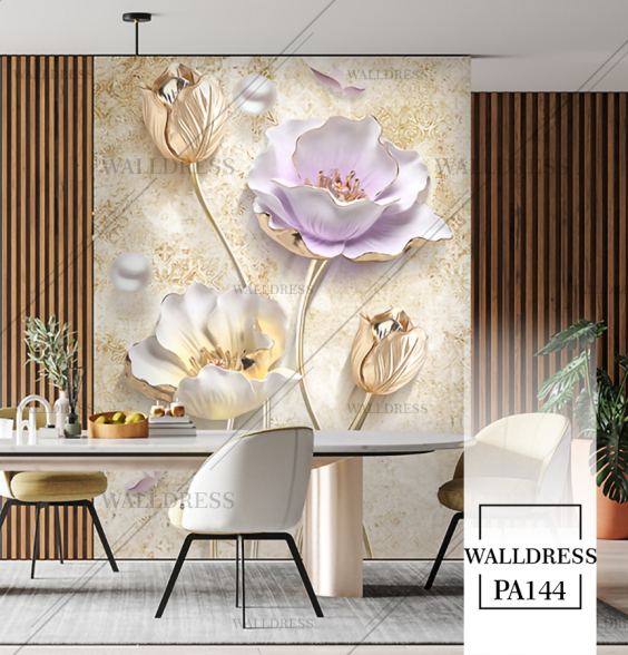 پوستر دیواری گل سه بعدی جلوه ای برجسته