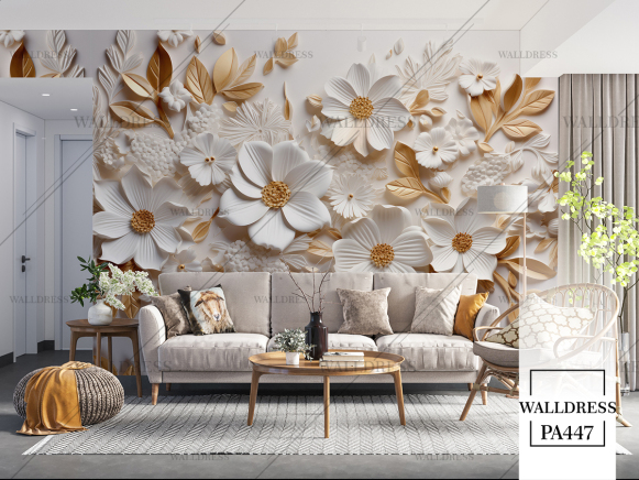 پوستر دیواری گل سه بعدی جلوه ای برجسته