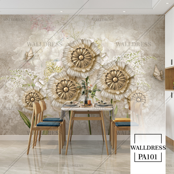 پوستر دیواری گل سه بعدی جلوه ای برجسته