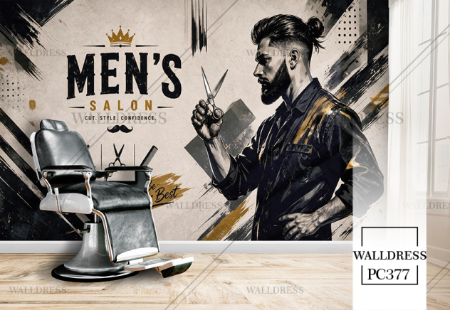 پوستر دیواری آرایشگاه مردانه با نوشته Men
