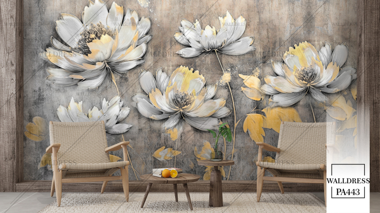 پوستر دیواری گل سه بعدی جلوه ای برجسته