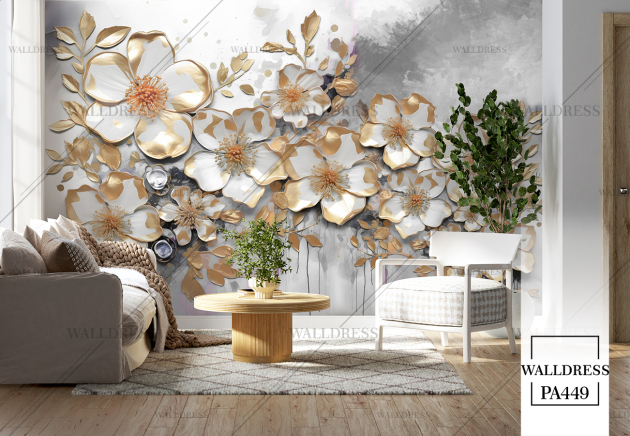 پوستر دیواری گل سه بعدی جلوه ای برجسته