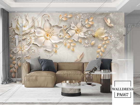 پوستر دیواری گل سه بعدی جلوه ای برجسته