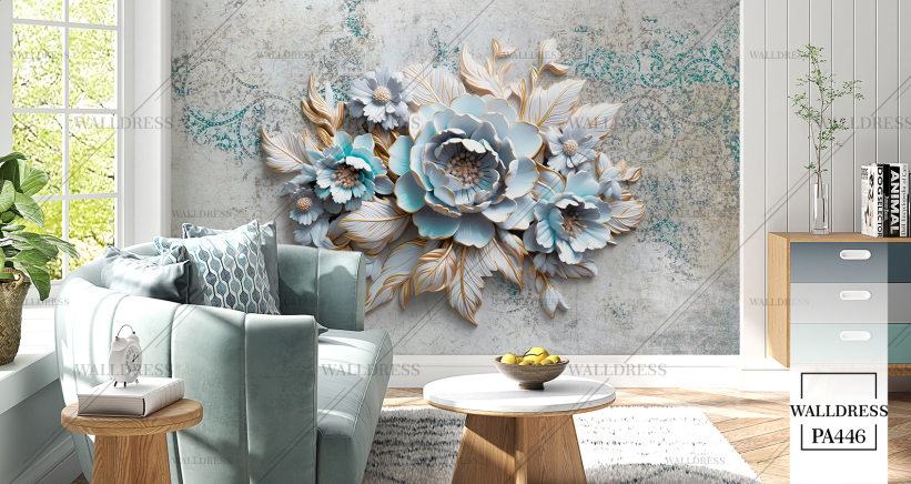 پوستر دیواری گل سه بعدی جلوه ای برجسته