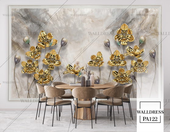 پوستر دیواری گل سه بعدی جلوه ای برجسته