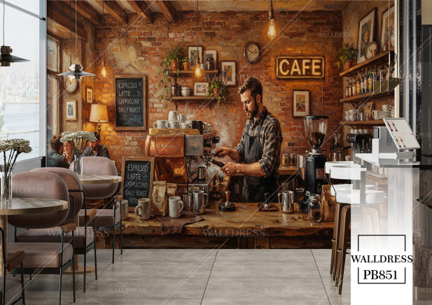 پوستر دیواری برای کافه با طرح باریستا