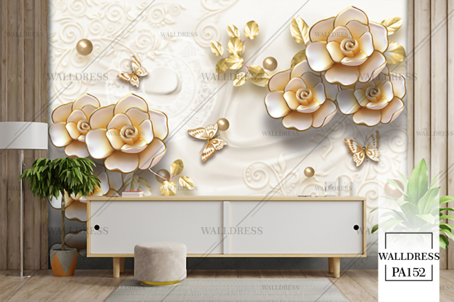 پوستر دیواری گل سه بعدی جلوه ای برجسته
