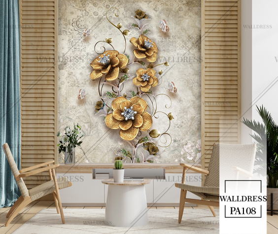 پوستر دیواری گل سه بعدی جلوه ای برجسته