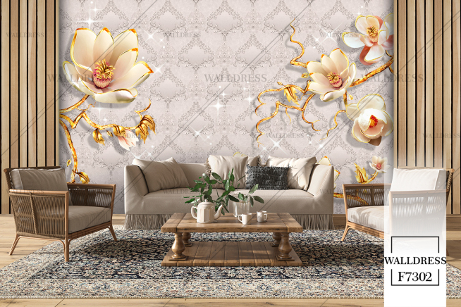 پوستر دیواری گل سه بعدی جلوه ای برجسته