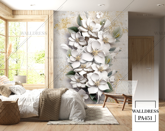 پوستر دیواری گل سه بعدی جلوه ای برجسته