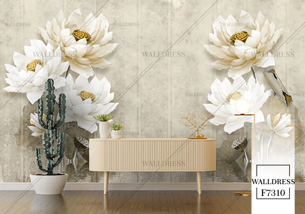 پوستر دیواری گل سه بعدی جلوه ای برجسته