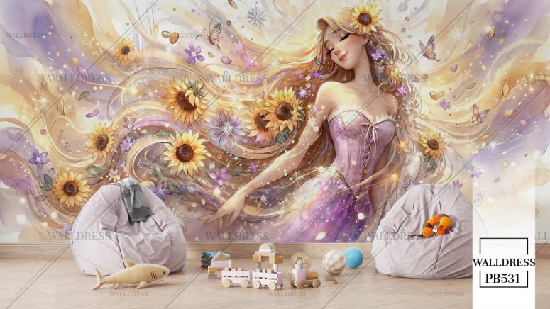 پوستر دیواری دخترانه طرح پرنسس گیسو کمند