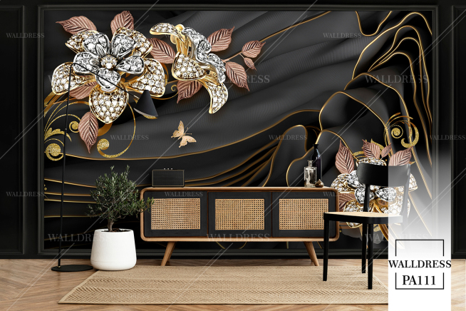 پوستر دیواری گل سه بعدی جلوه ای برجسته