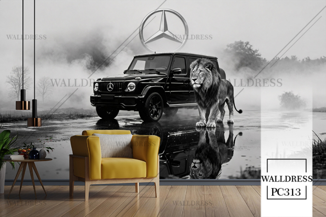 پوستر دیواری مرسدس بنز G-Class مشکی و شیر
