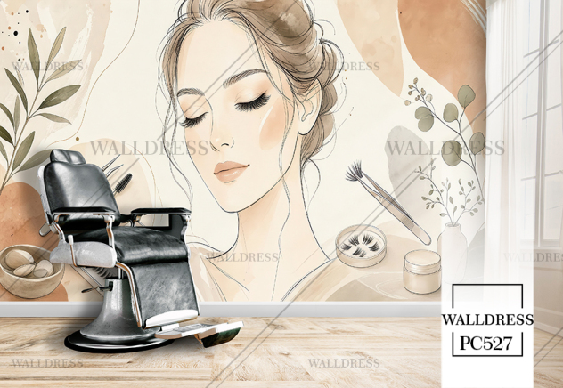 تصویر مینیمال چهره ارایشی شده زن برای سالن زیبایی