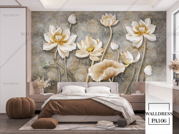 پوستر دیواری گل سه بعدی جلوه ای برجسته