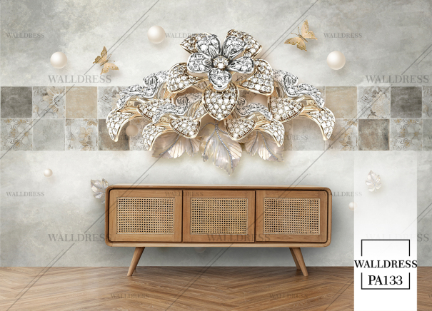 پوستر دیواری گل سه بعدی جلوه ای برجسته