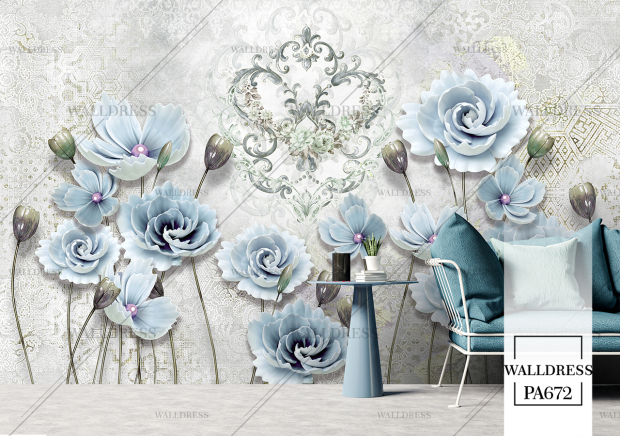 پوستر دیواری گل سه بعدی جلوه ای برجسته