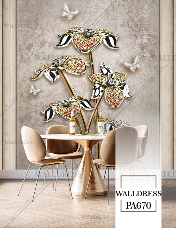 پوستر دیواری گل سه بعدی جلوه ای برجسته