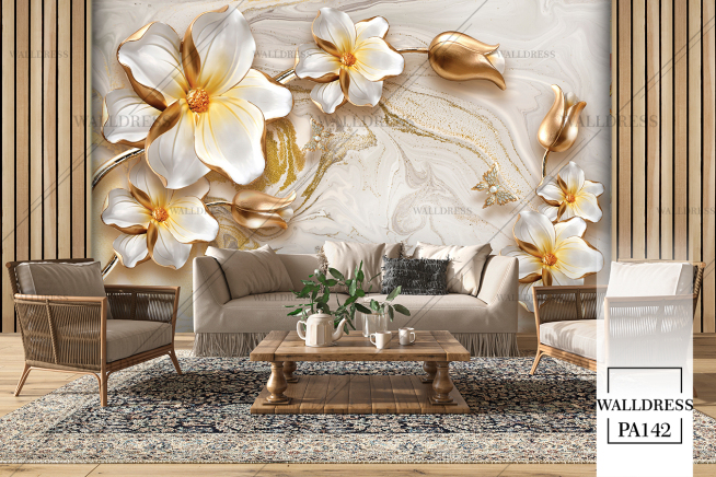 پوستر دیواری گل سه بعدی جلوه ای برجسته