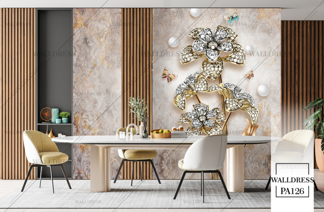 پوستر دیواری گل سه بعدی جلوه ای برجسته