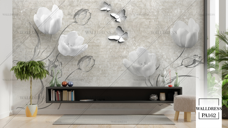 پوستر دیواری گل سه بعدی جلوه ای برجسته