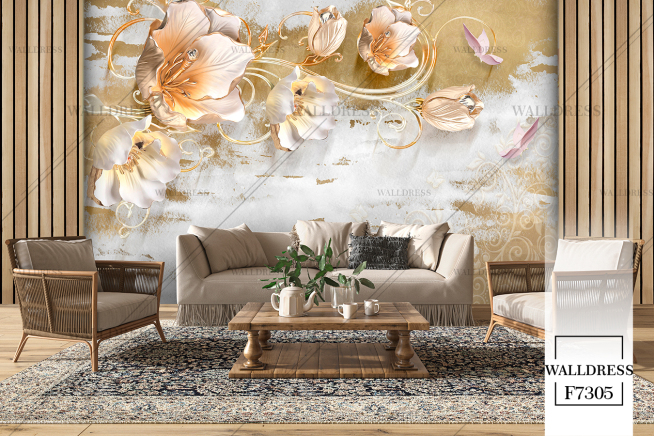 پوستر دیواری گل سه بعدی جلوه ای برجسته