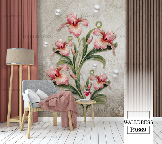 پوستر دیواری گل سه بعدی جلوه ای برجسته