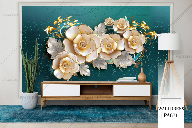 پوستر دیواری گل سه بعدی جلوه ای برجسته