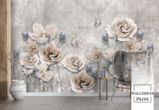 پوستر دیواری گل سه بعدی جلوه ای برجسته