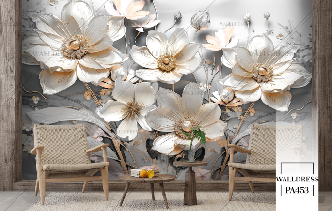 پوستر دیواری گل سه بعدی جلوه ای برجسته