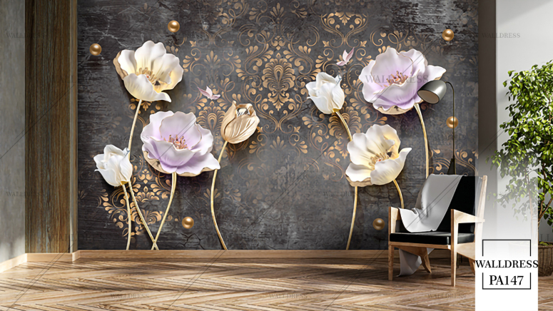 پوستر دیواری گل سه بعدی جلوه ای برجسته