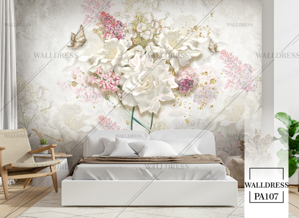 پوستر دیواری گل سه بعدی جلوه ای برجسته